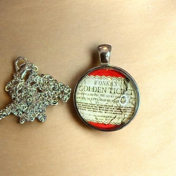 Jewelry - Golden Ticket Pendant Necklace - Red and Gold Vintage-Style Women’s Jewelry